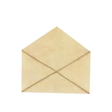 Open empty beige retro kraft paper envelope. Watercolor vintage illustration Stock Illustration