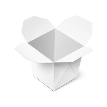 Open empty blank takeaway white food box realistic vector illustration isolated. Stock Illustration