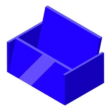Open empty blue box lid showing inside isometric view Stock Illustration