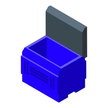 Open empty blue container isometric view Stock Illustration