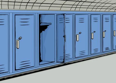Open Empty Blue Locker Stock Illustration