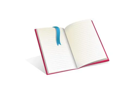 Open empty book template realistic cartoon vector illustration Stock Illustration