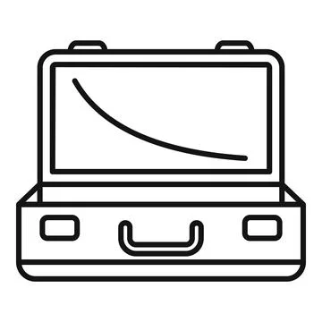 Open empty briefcase vector line art drawing Stock Illustration