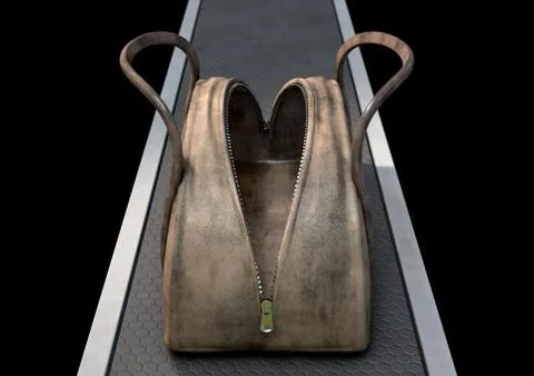 Open Empty Brown Duffel Bag. Stock Illustration