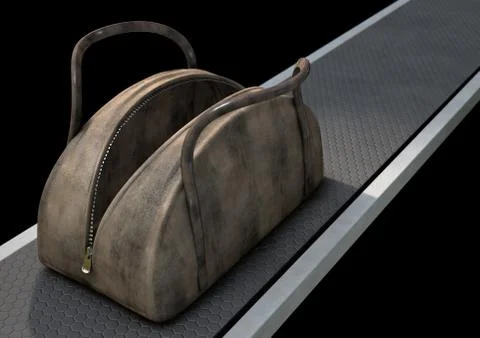 Open Empty Brown Duffel Bag Ilustración de archivo