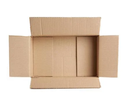 Open empty brown rectangular cardboard box for transporting goods Fotos Stock