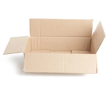 Open empty brown rectangular cardboard box for transporting goods 写真素材