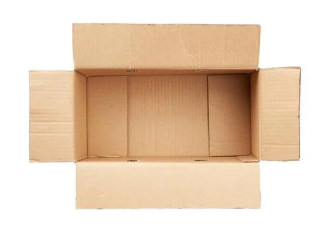 Open empty brown rectangular cardboard box for transporting goods open emp... Stock Photos
