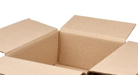 Open empty brown square cardboard box Stock Photos