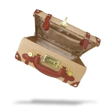 Open empty brown suitcase isolated on white Stock Photos