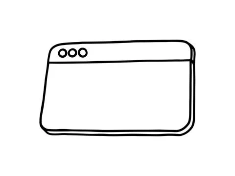 Open empty browser window hand drawn outline doodle icon. Internet browser, w Stock Illustration
