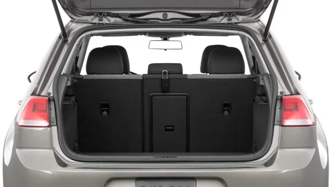 Open empty car trunk close up Brilliant Silver 2016 Volkswagen e-Golf SE Stock Footage 159854034