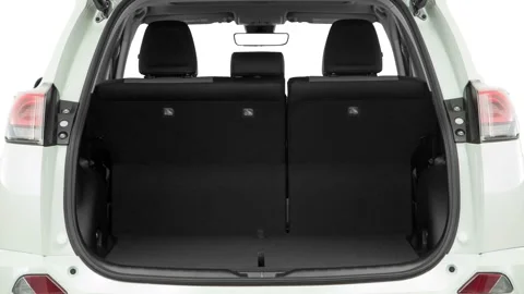 Open empty car trunk close up Magnetic Gray 2016 Toyota RAV4 Limited Stock Footage 159881669
