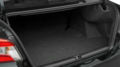 Open empty car trunk close up Island Blue Metallic 2017 Subaru WRX STI Stock Footage 159881962