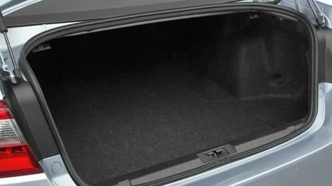 Open empty car trunk close up Pepper White 2017 Subaru Legacy 2.5i Sport Video stock 159883124