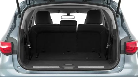 Open empty car trunk close up Diamond Silver Metallic 2016 Infiniti QX60 3.5 Stock Footage 159889595