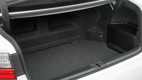 Open empty car trunk close up Magnetic 2017 Lexus ES Hybrid ES 300h Video stock 159930805