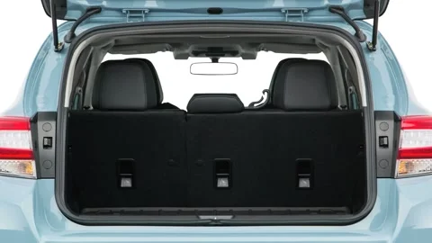Open empty car trunk close up Cool Gray Khaki 2018 Subaru Crosstrek 2.0i Limited Stock-Footage 159935813