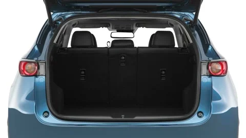 Open empty car trunk close up Deep Blue Pearl Metallic 2017 Mazda CX-5 Touring Stock Footage 159938769