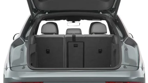 Open empty car trunk close up Polaris White 2018 Audi Q3 Premium 2.0 TFSI Stock Footage 159954165