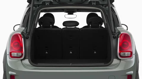 Open empty car trunk close up Circuit Silver 2018 Mini Countryman Cooper Video stock 159967426