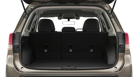 Open empty car trunk close up Meteor Gray Mica 2019 Subaru Forester 2.5i Stock Footage 160014907