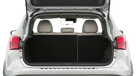 Open empty car trunk close up White 2019 Nissan Rogue Sport SL Stock Footage 160060045