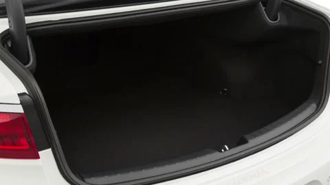 Open empty car trunk close up Snow White Metallic 2019 Kia Cadenza Premium Stock Footage 160081550