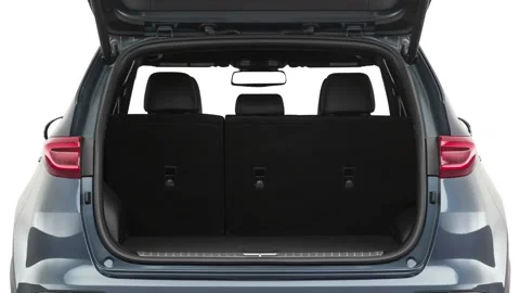 Open empty car trunk close up Silver Ice Metallic 2020 Kia Sportage SX Turbo Stock Footage 160083026