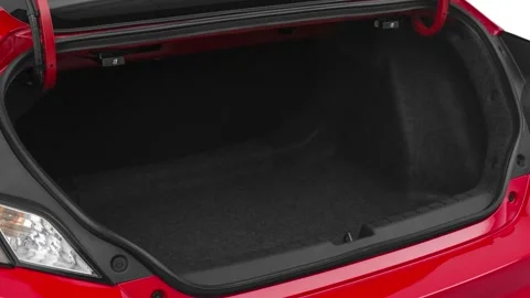 Open empty car trunk close up Lunar Blue Metallic 2020 Honda Civic Si Stock Footage 160091082