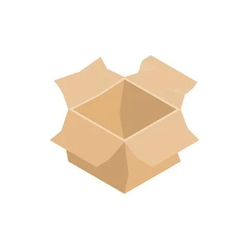Open empty cardboard box icon, isometric 3d style Stock Illustration