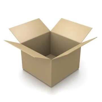 Open Empty Cardboard Box Isolated on White Background 3D Illustration Stock Illustration
