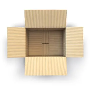 Open empty cardboard box Isolated on white background. Illustrazione stock