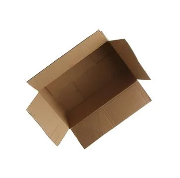Open empty cardboard box isolated on white 스톡 사진
