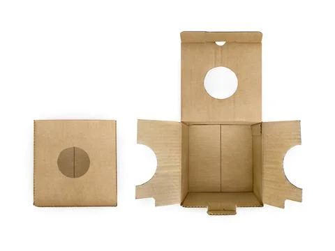 Open Empty Cardboard Box Isolated on White Background Stock Photos
