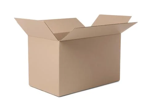 Open empty cardboard box isolated on white Stock Photos