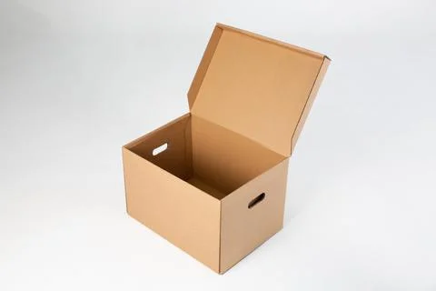 Open Empty Cardboard Box Isolated on White Background. 스톡 사진