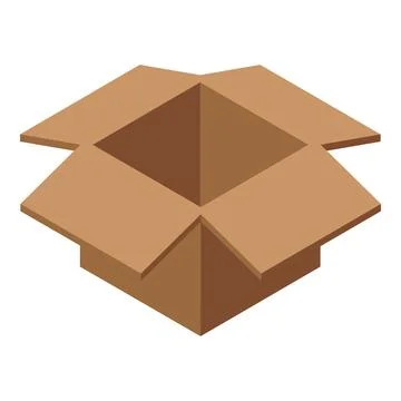 Open empty cardboard box isometric view Illustrazione stock