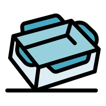 Open empty cardboard box lying on surface Illustration