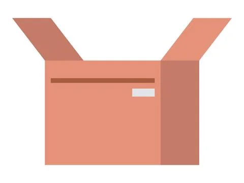 Open empty cardboard box symbolizing delivery, shipping, and storage Stockillustratie