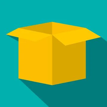 Open empty cardboard flat icon Illustrazione stock