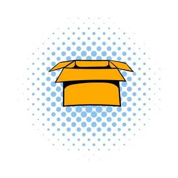 Open empty cardboard icon, comics style Stock Illustration