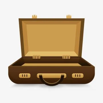 Open empty case. The concept of an still empty suitcase, Illustrazione stock