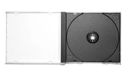 Open empty CD box on a white background Stock Photos