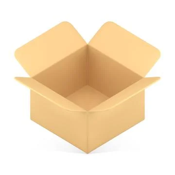 Open empty diagonally placed cardboard box putting goods and personal things  Stock Illustration