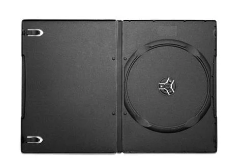 Open empty DVD box on a white background Stock Photos