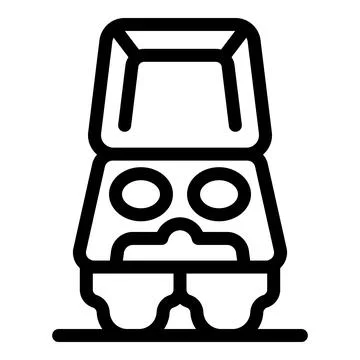 Open empty egg carton standing on surface Illustrazione stock