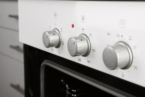 Open empty electric oven in kitchen, closeup Stock Photos