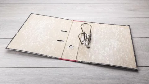 Open empty file folder on a table Foto stock