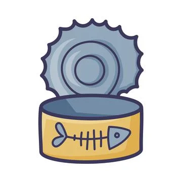 Open Empty Fish Can or Tin as Cat Food Vector Illustration Stock Illustration